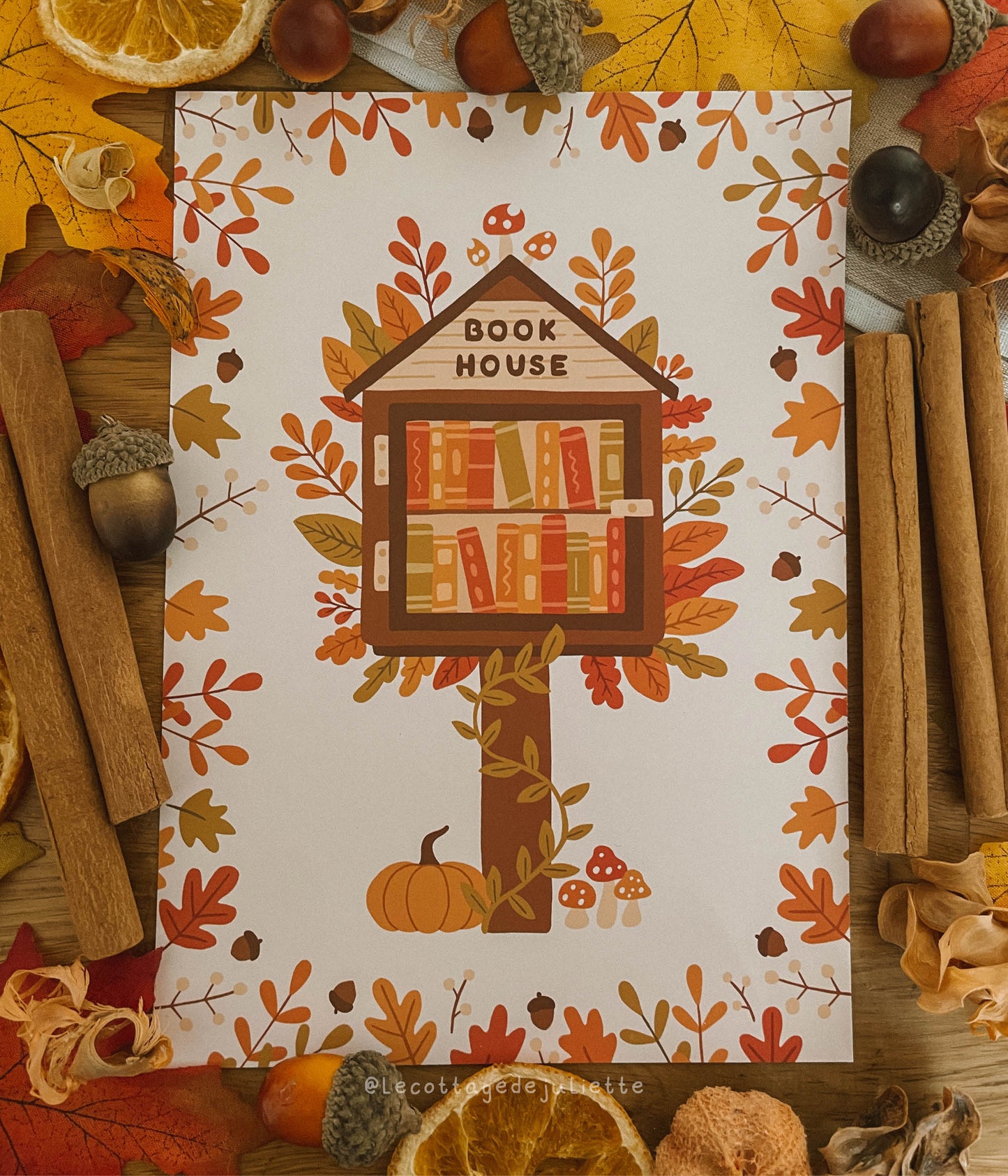 Illustration "Autumn book house"