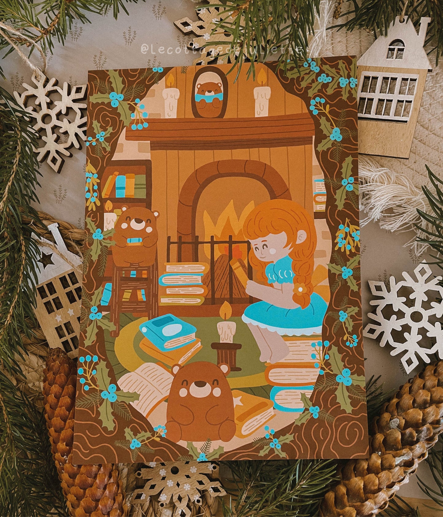 Illustration "L'hiver au coin du feu"