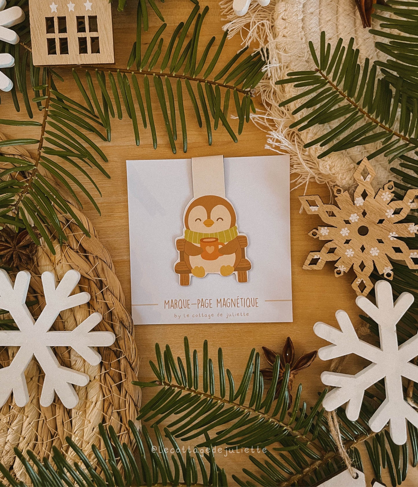 Marque-page magnétique "La pause hivernale du pingouin"