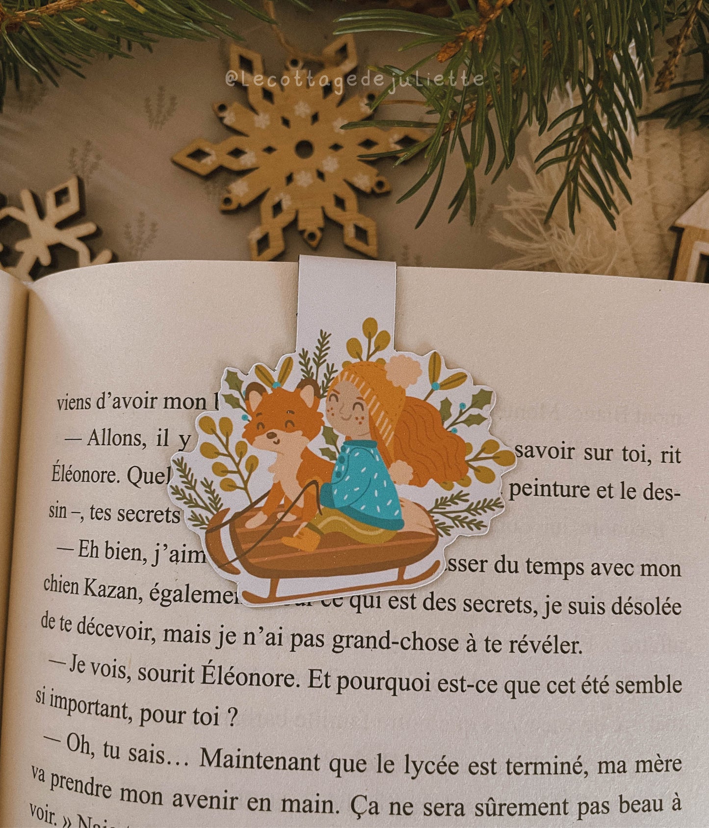 Marque-page magnétique "La sortie en luge"