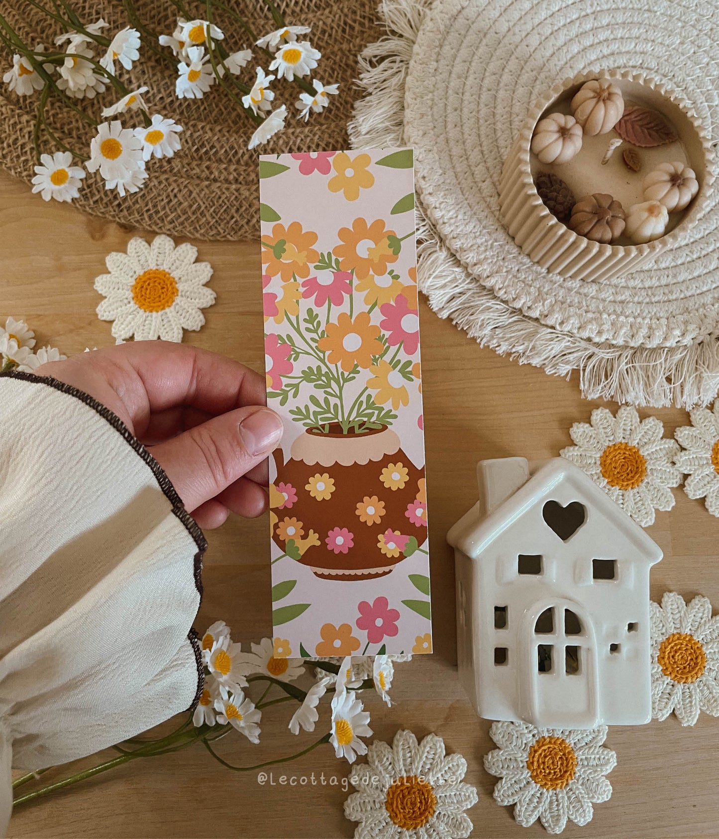 Marque-page "La théière en fleurs"