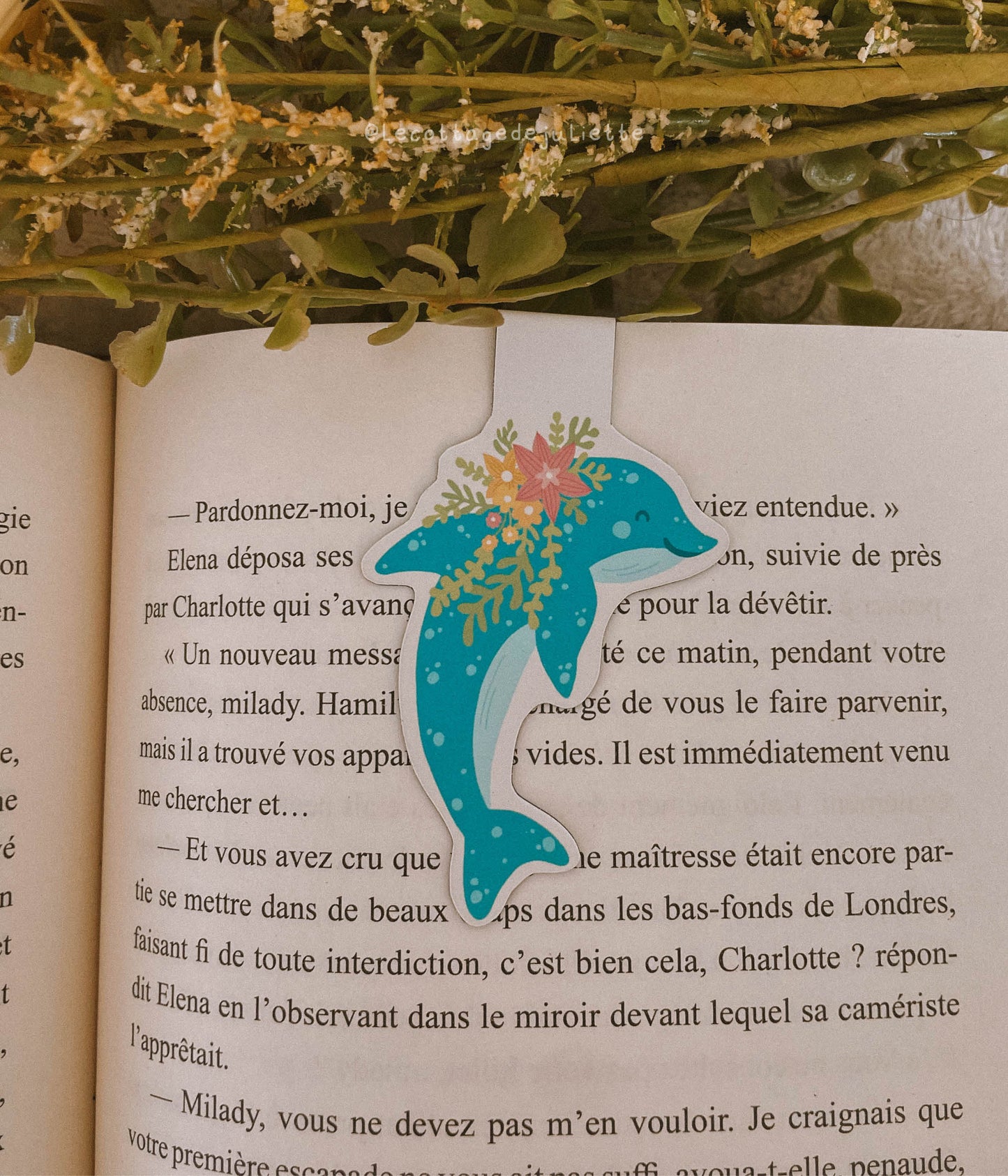 Marque-page magnétique "Le dauphin fleurit"