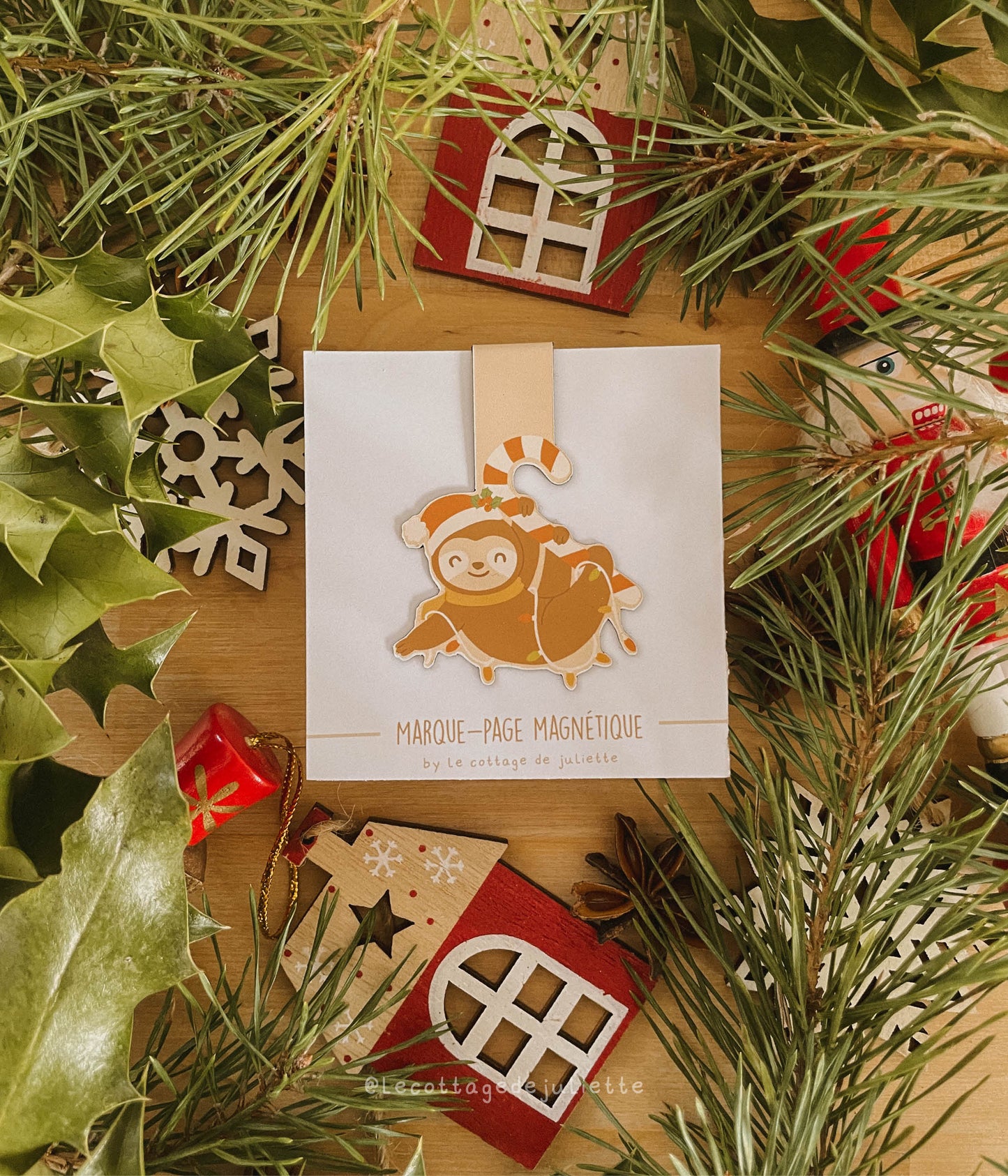 Marque-page magnétique "Le paresseux de Noël"