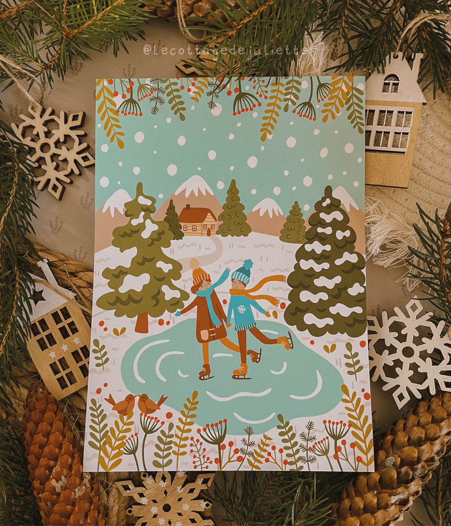 Illustration "Les amoureux du patinage"