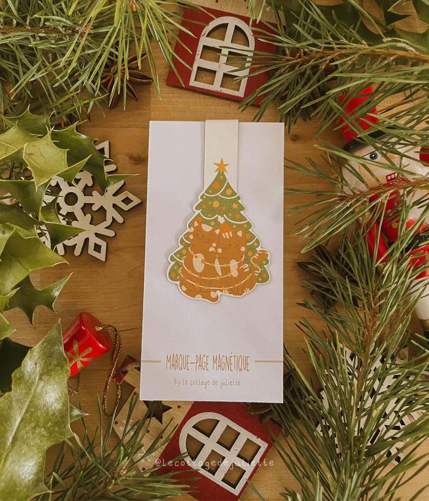 Marque-page magnétique "Les chats fêtent Noël"