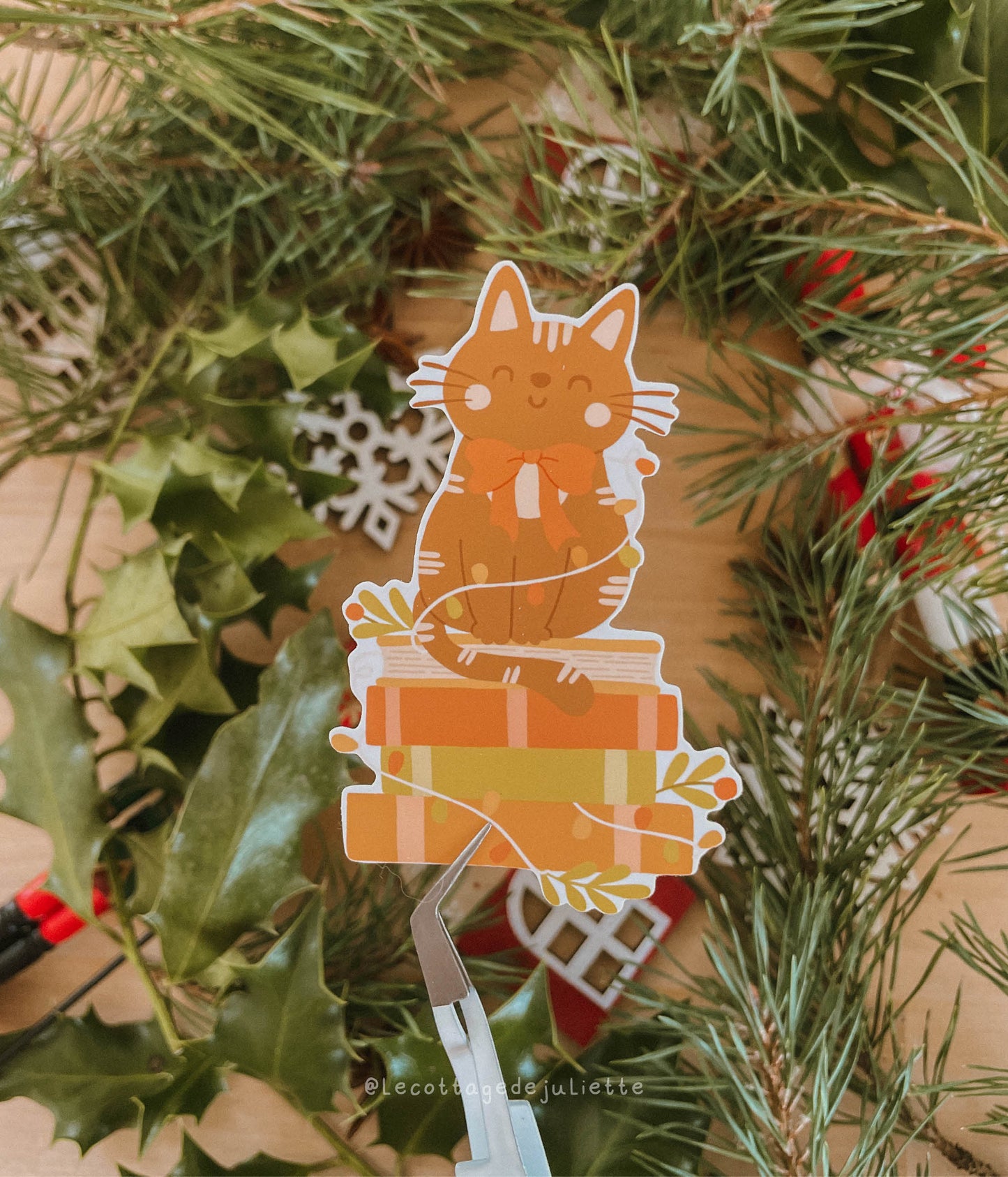 Sticker "Les lectures de Noël du chat"