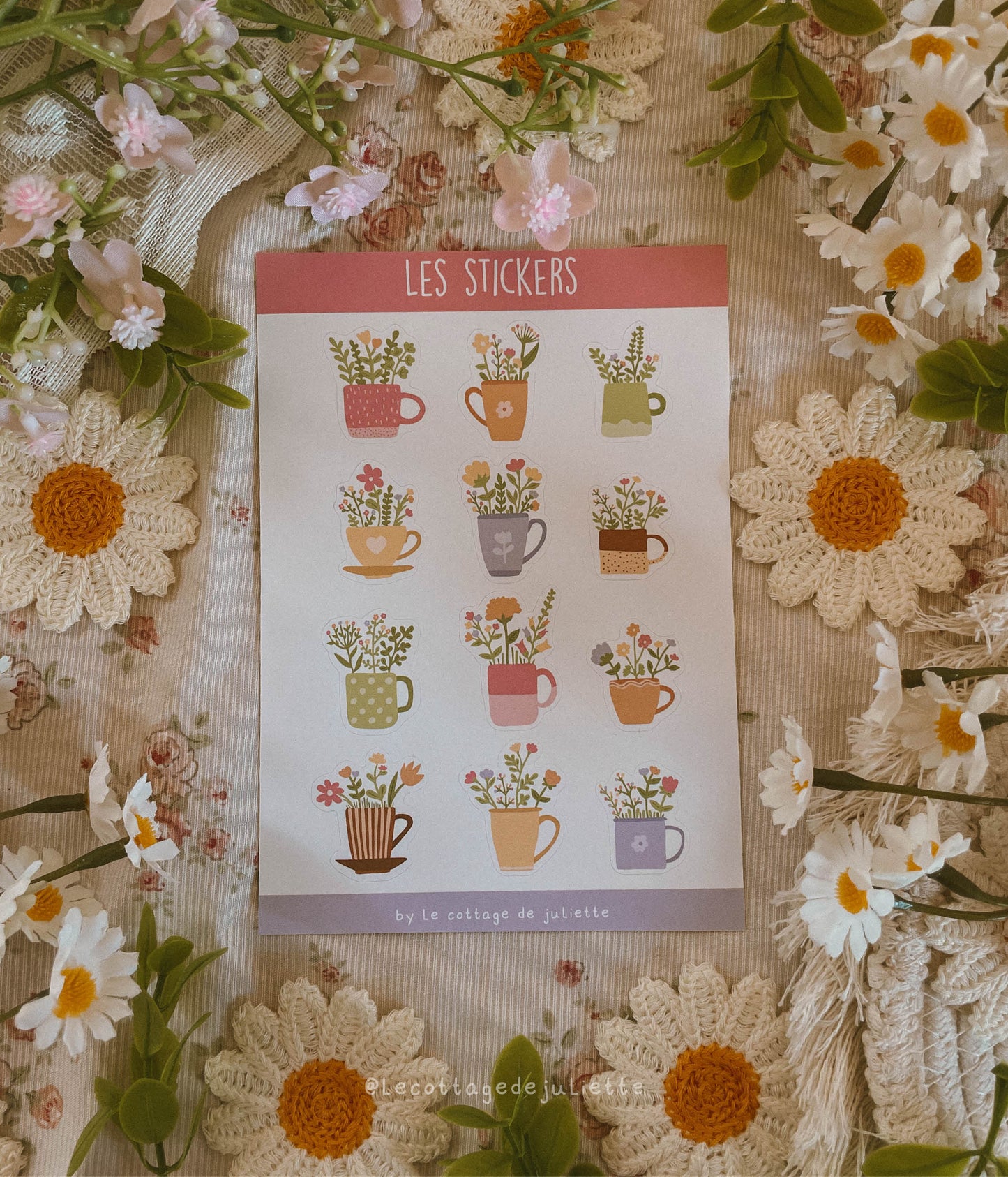 Planche de stickers "Les mugs du printemps"