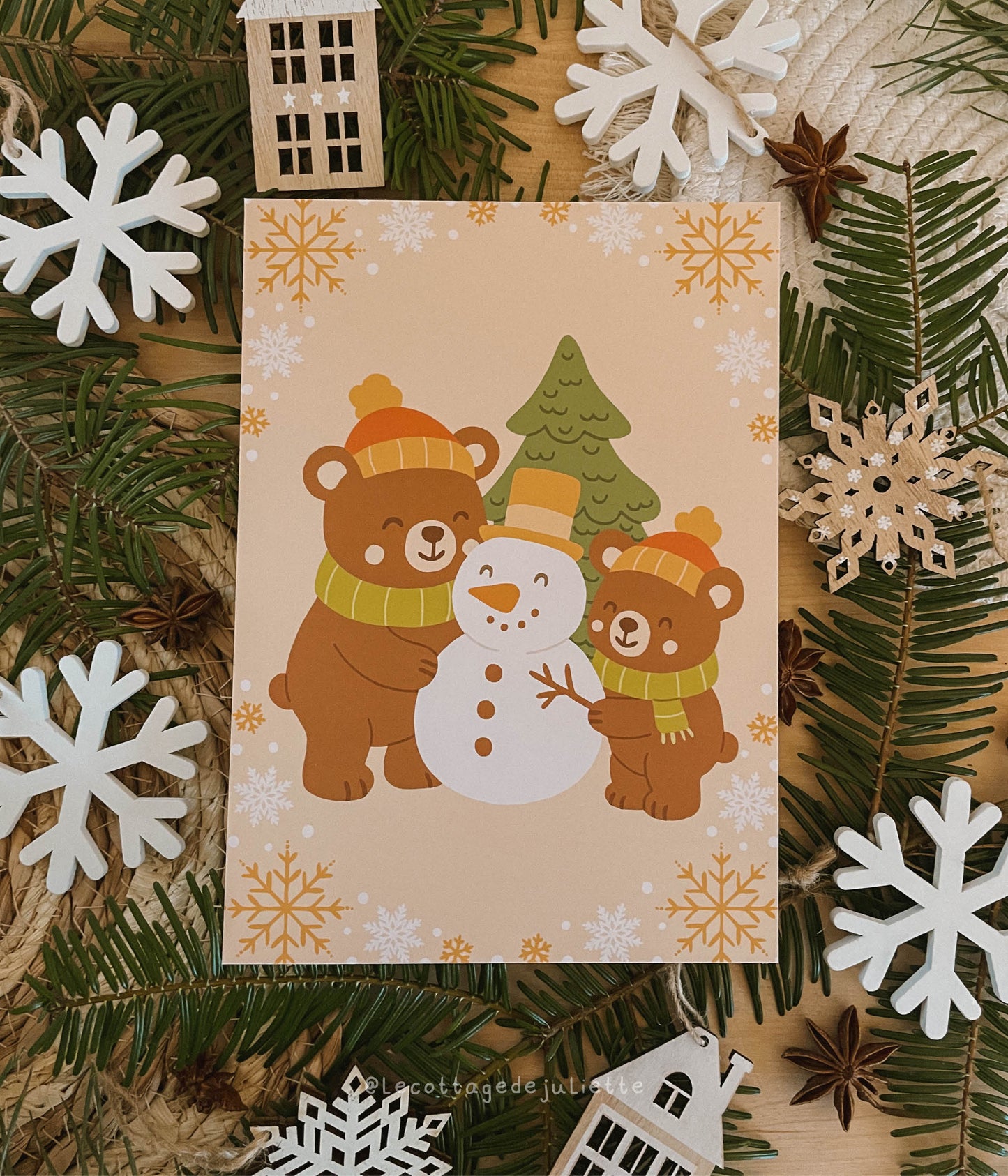 Illustration "Les ours font leur bonhomme de neige"