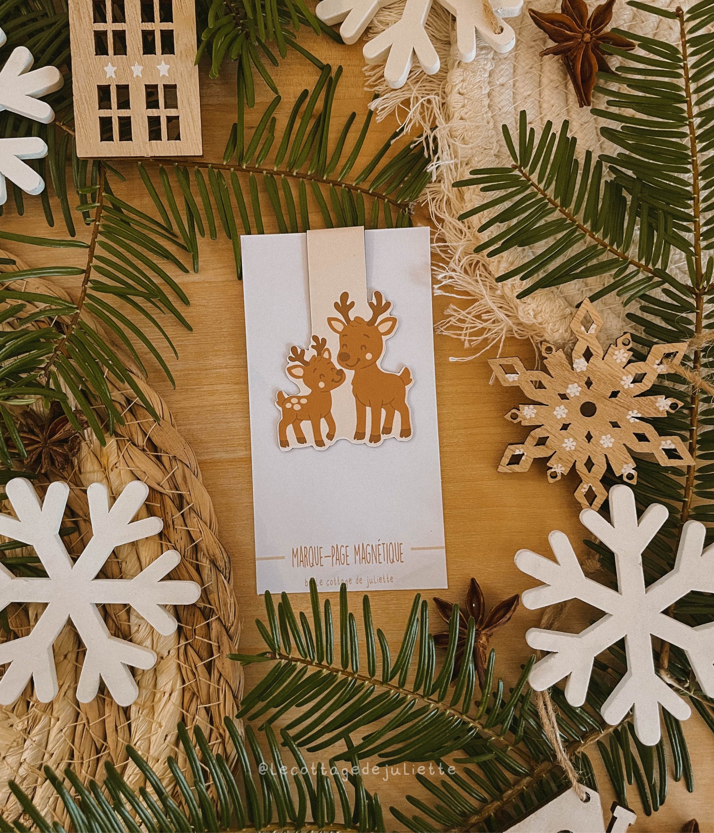 Marque-page magnétique "Les rennes en hiver"