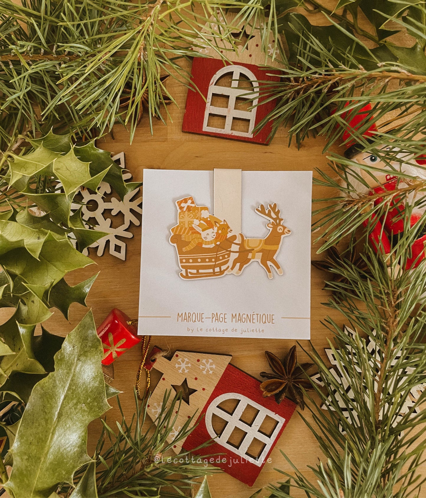 Marque-page magnétique "Le traîneau de Noël"