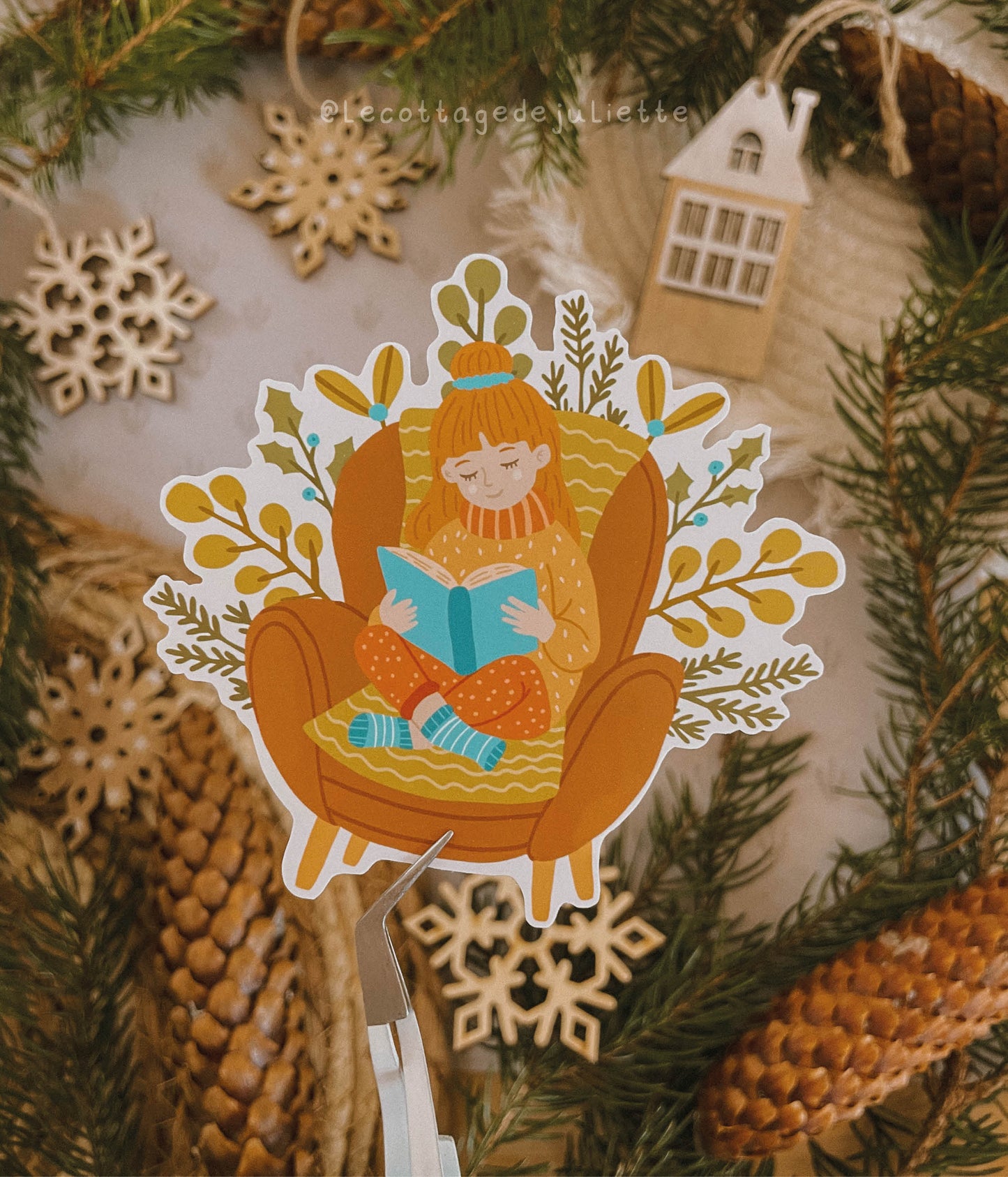 Sticker "Moment de lecture hivernal"