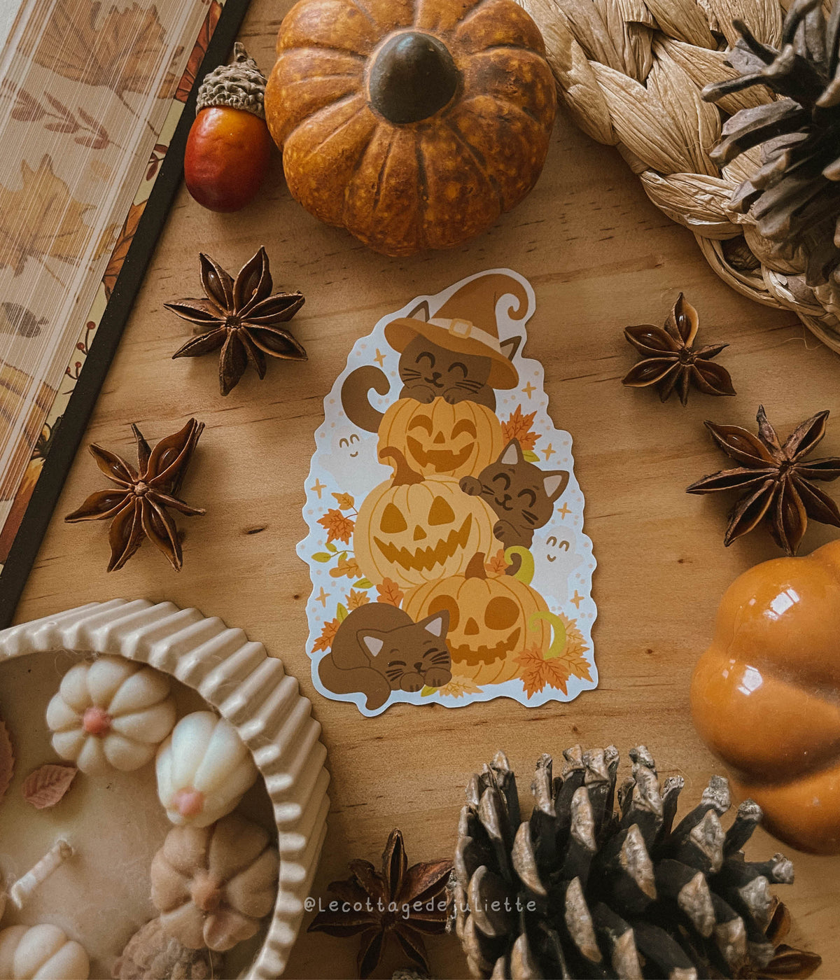 Sticker "Pumpkins and cats"