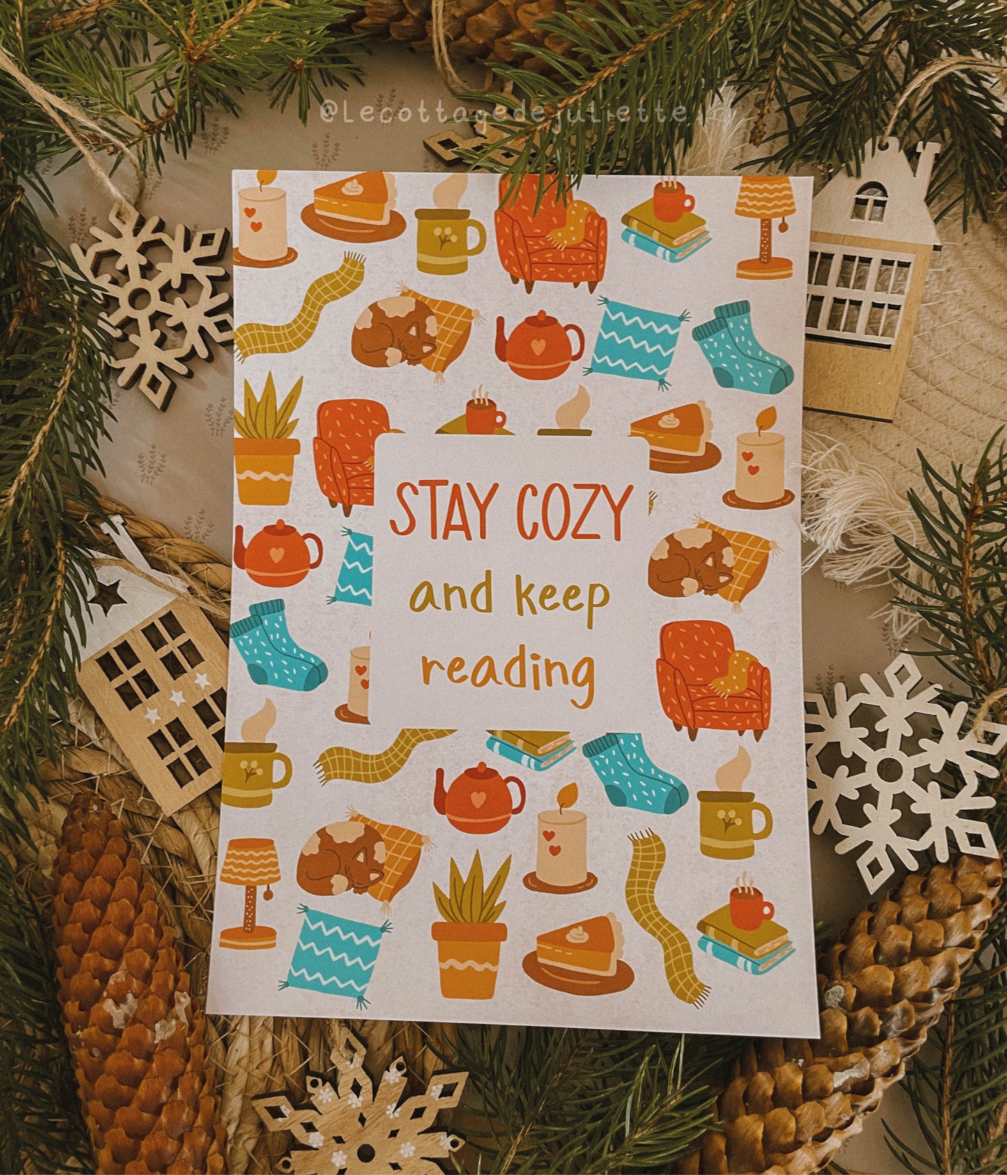 Illustration "Stay cosy and keep reading"