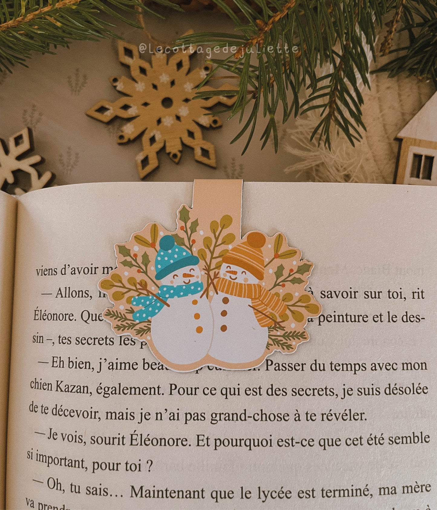 Marque-page magnétique "Snowmen in love"