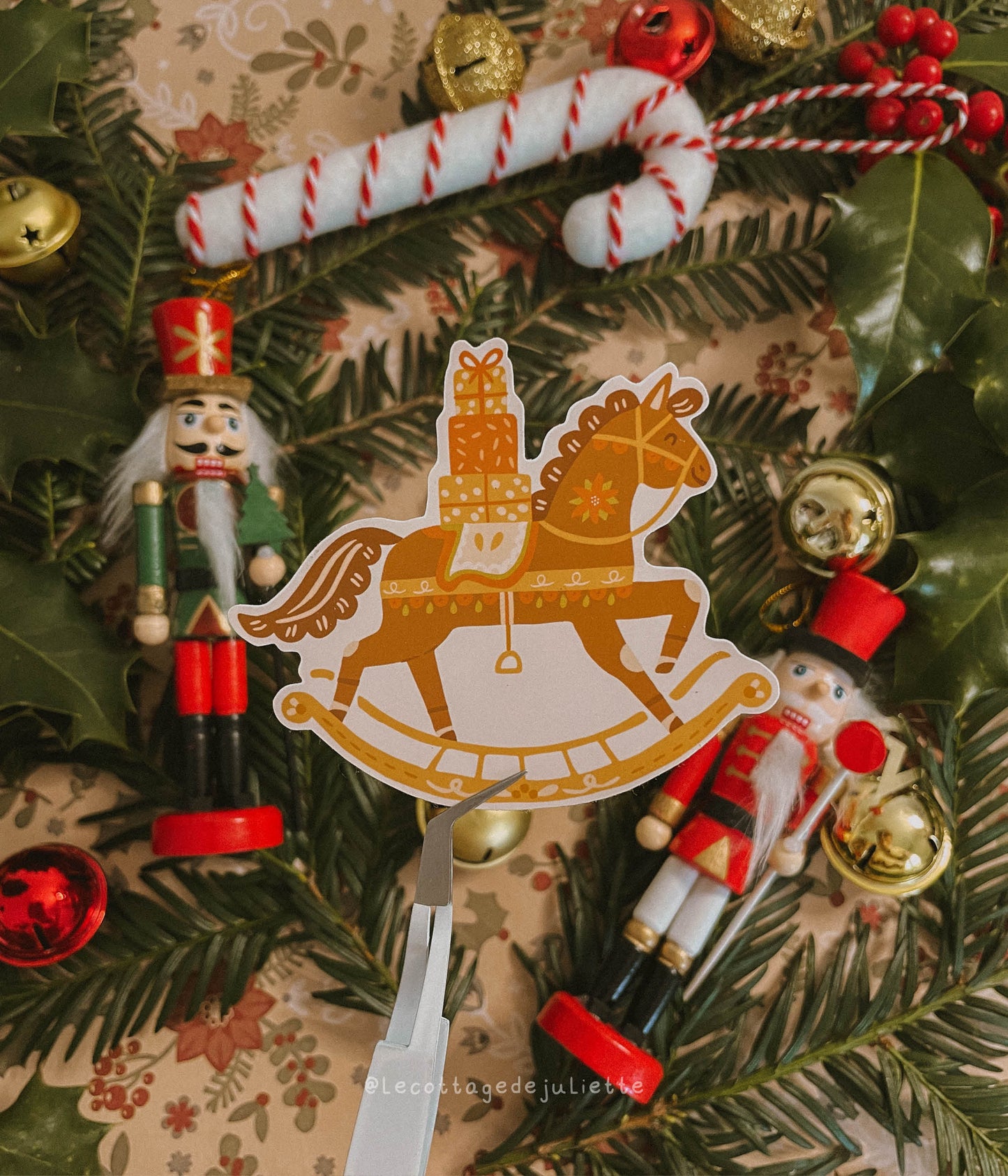 Sticker "The Christmas wooden horse"