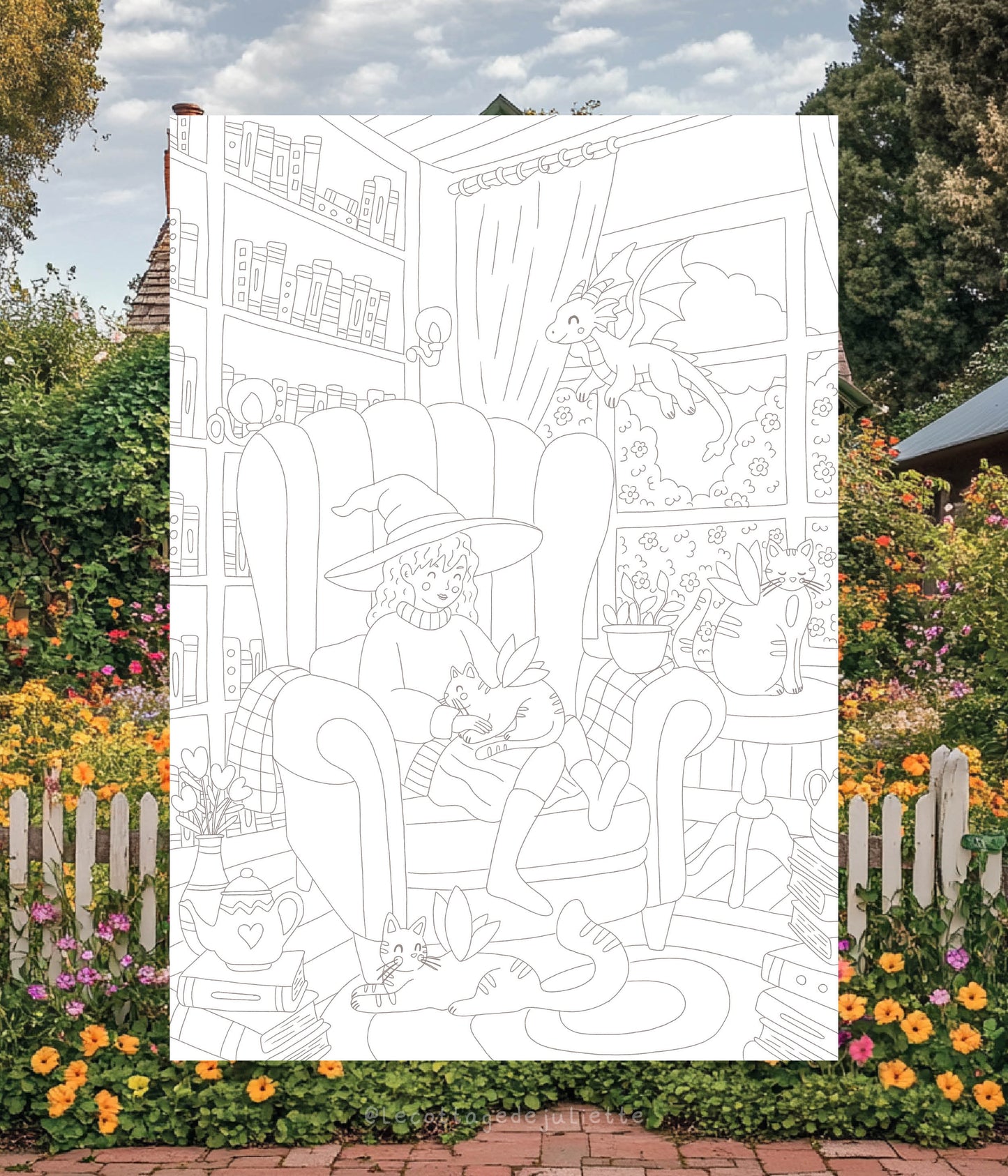Carte à colorier "Spring Cosy Fantasy"