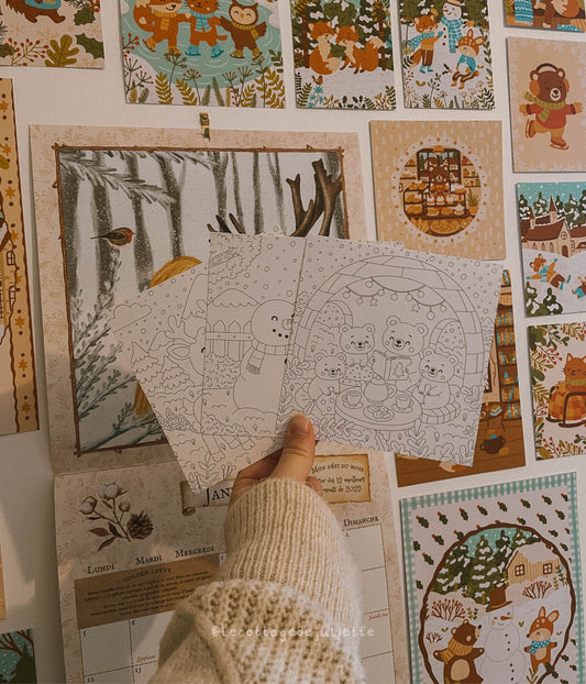 Carte à colorier "Un hiver merveilleux"
