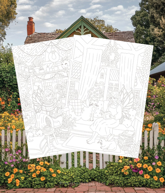 Carte à colorier "Spring Cosy Fantasy"