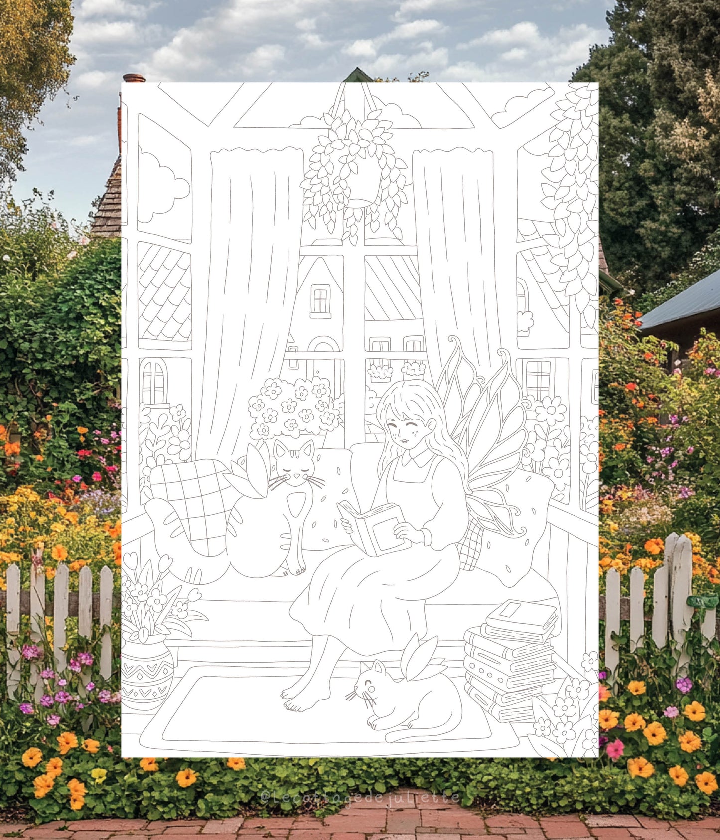 Carte à colorier "Spring Cosy Fantasy"