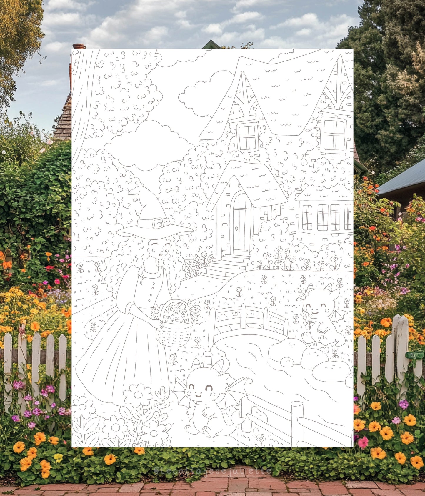 Carte à colorier "Spring Cosy Fantasy"