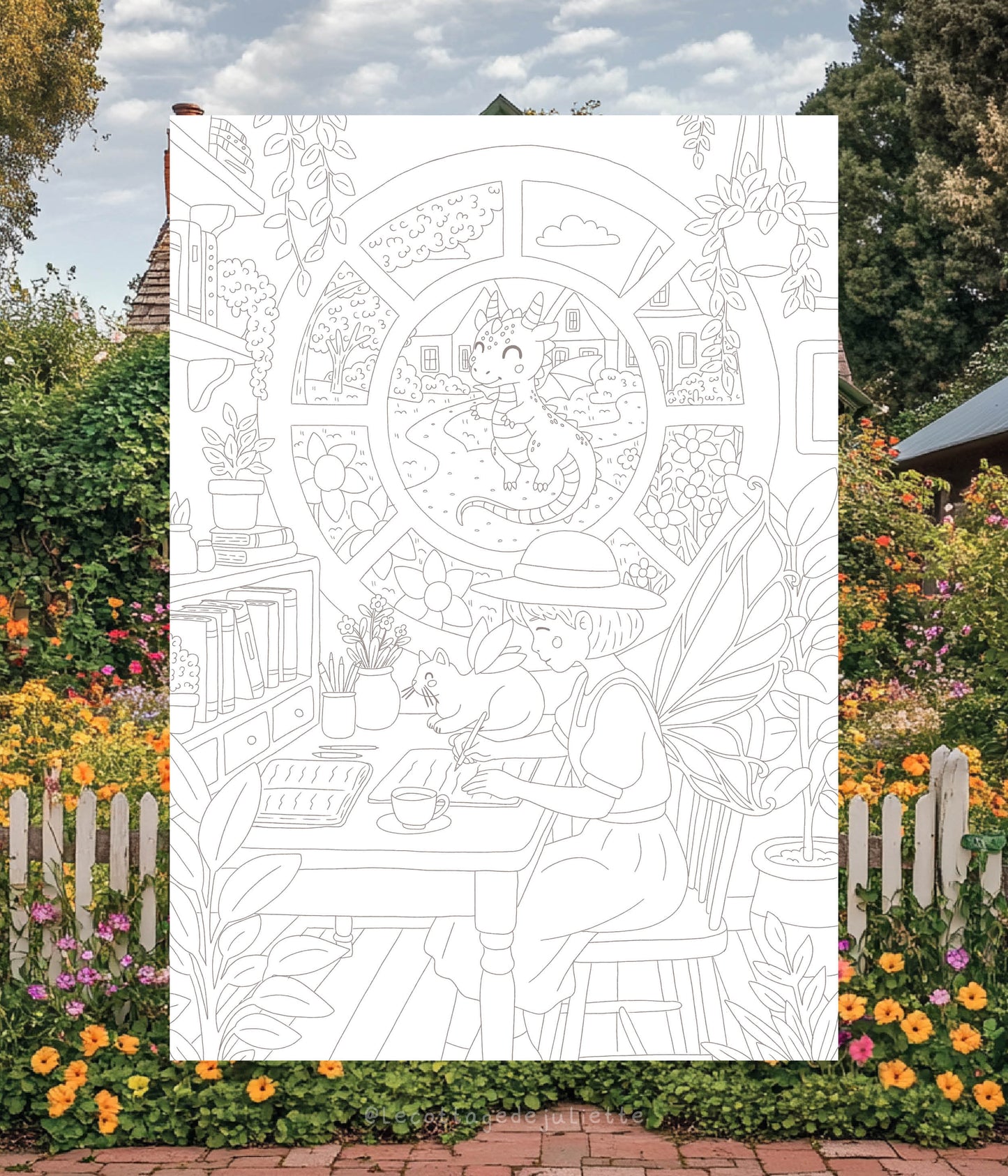 Carte à colorier "Spring Cosy Fantasy"