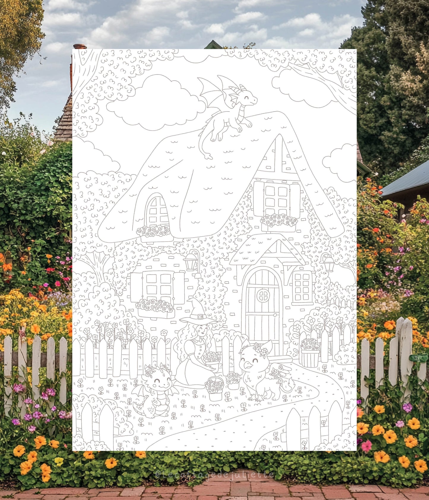 Carte à colorier "Spring Cosy Fantasy"