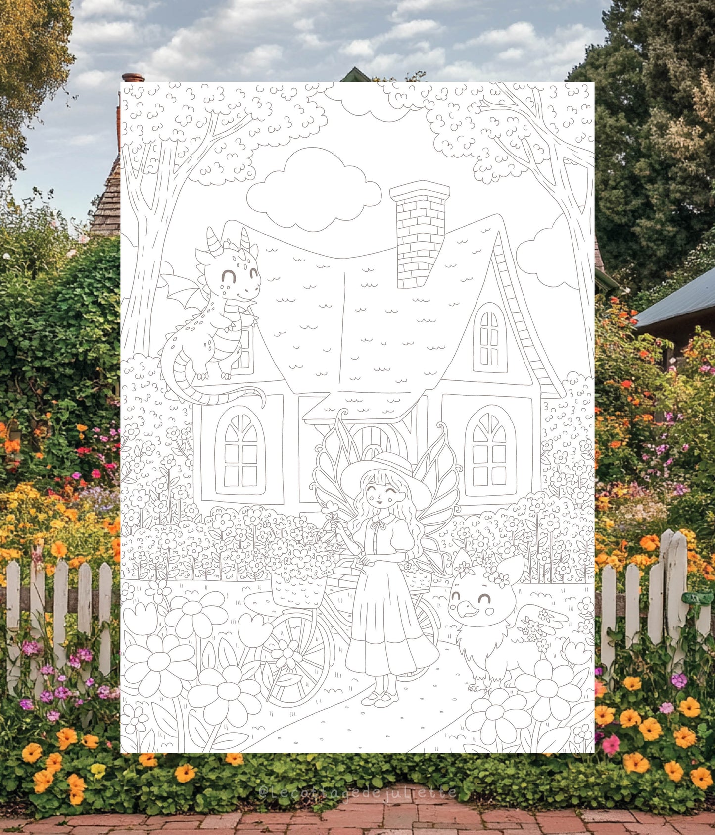 Carte à colorier "Spring Cosy Fantasy"
