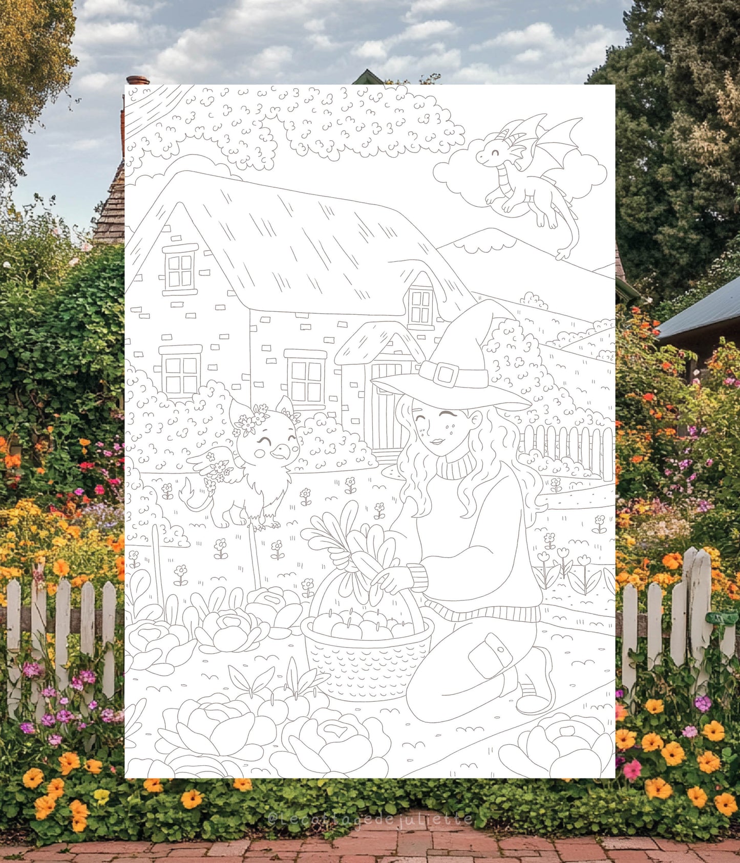 Carte à colorier "Spring Cosy Fantasy"