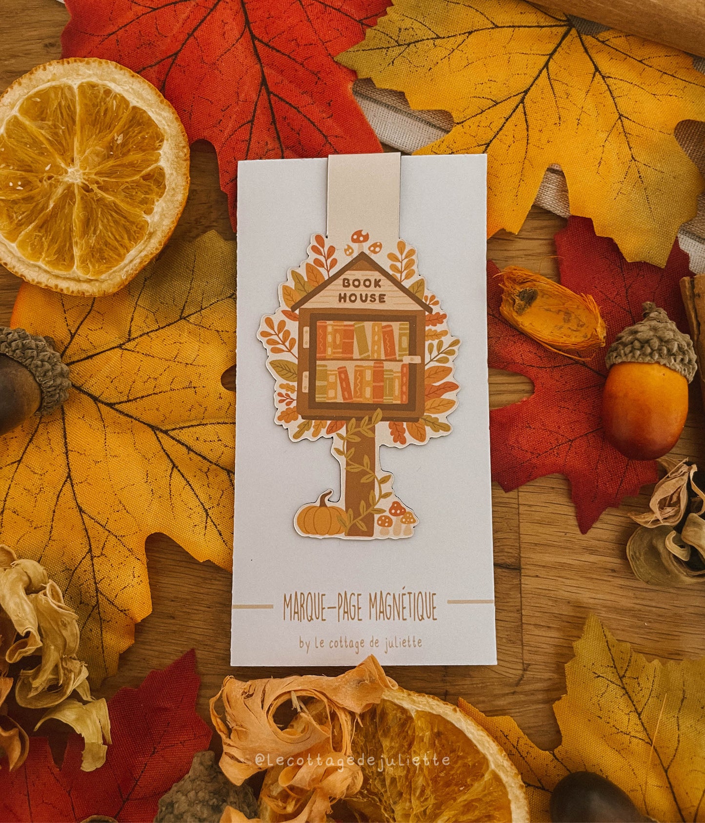 Marque-page magnétique "Autumn book house"
