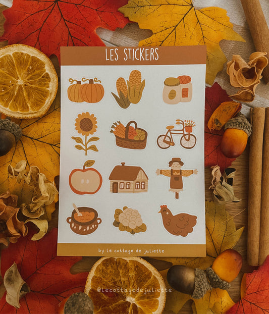 Planche de stickers "Campagne automnale"