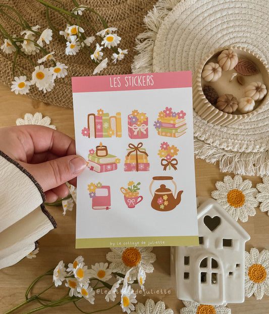 Planche de stickers "Des lectures fleuries"