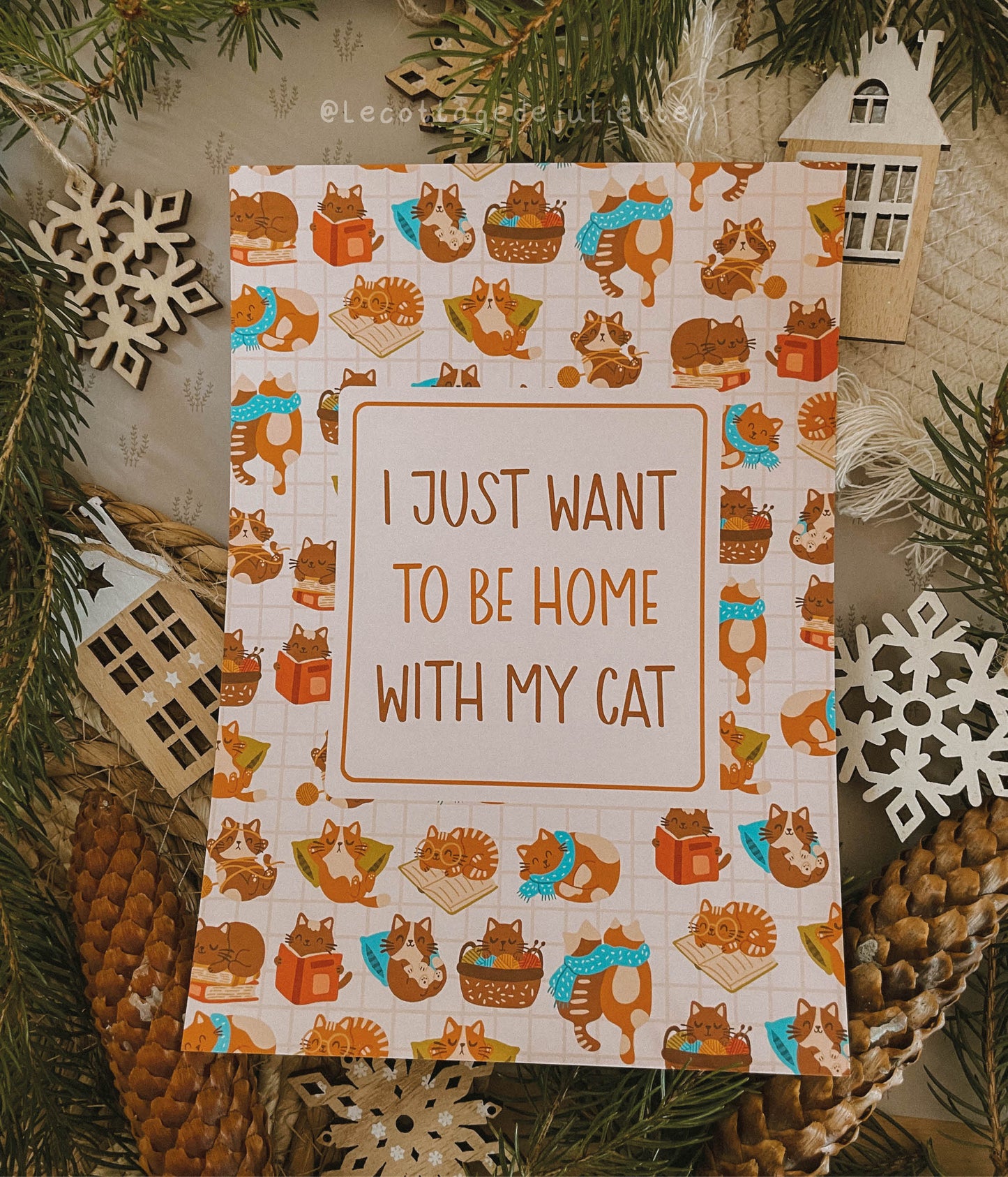 Illustration "I just want to be home with my cat"