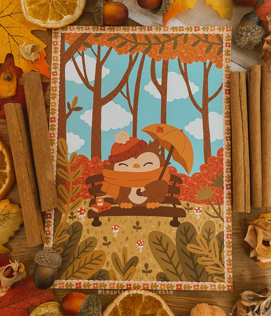 Illustration "L'arrêt de bus du hibou"