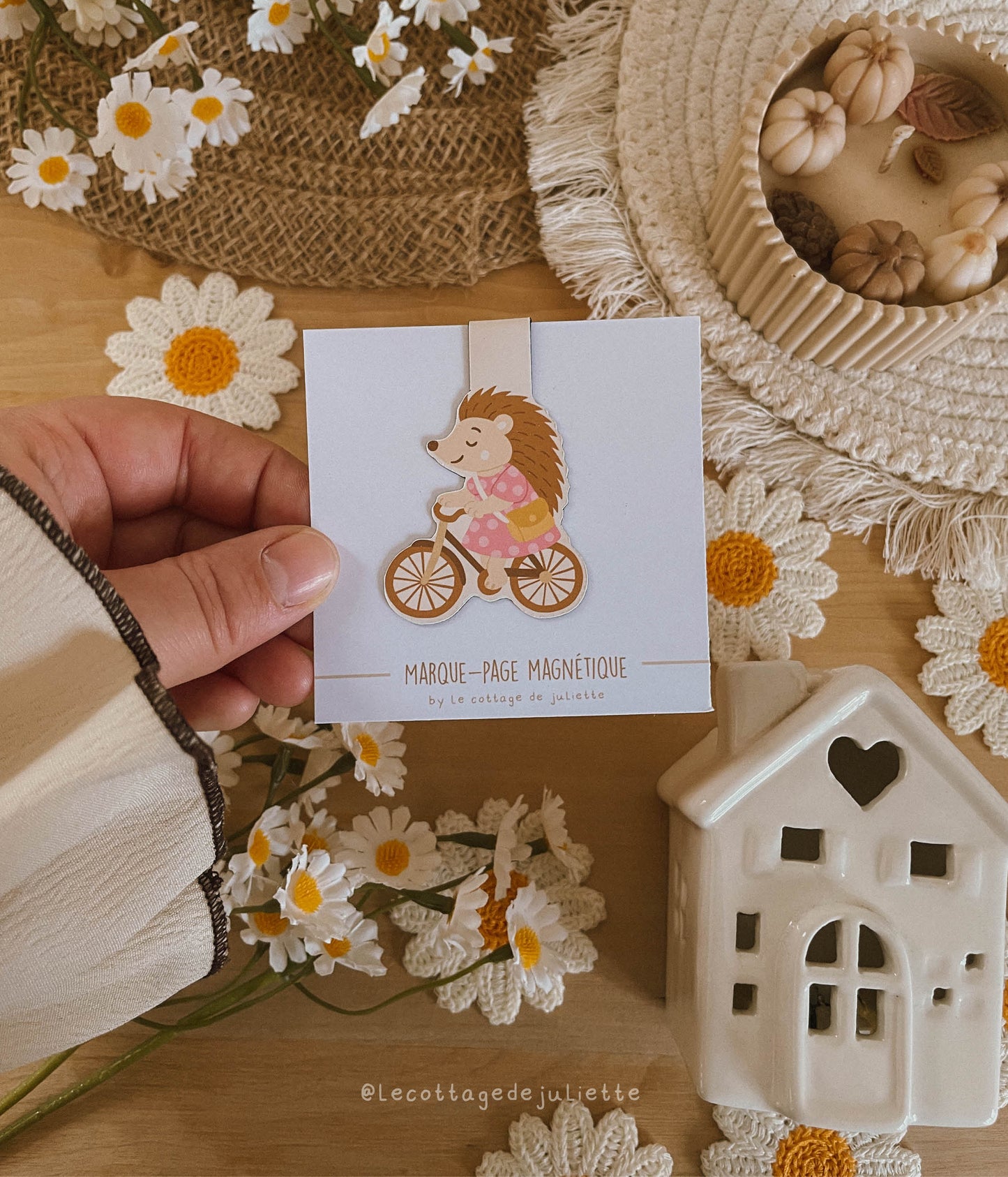 Marque-page magnétique "La balade à vélo de l'hérisson"