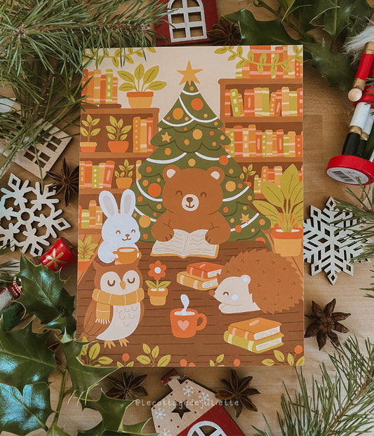 Illustration "La bibliothèque de Noël"