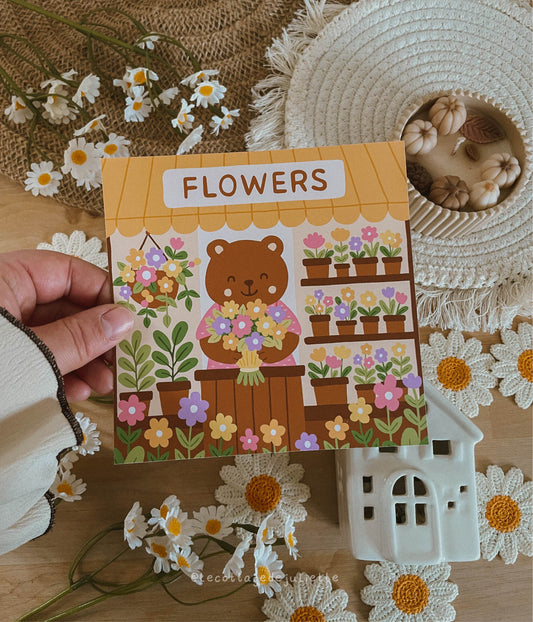 Illustration "La boutique de fleurs de l'ours"