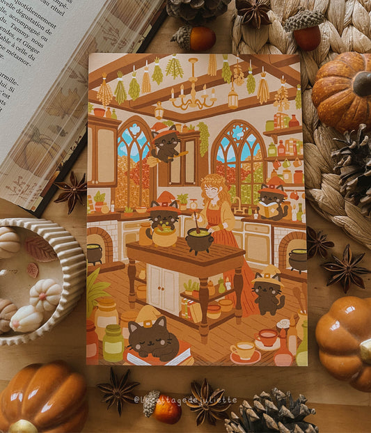 Illustration "La sorcière en cuisine"