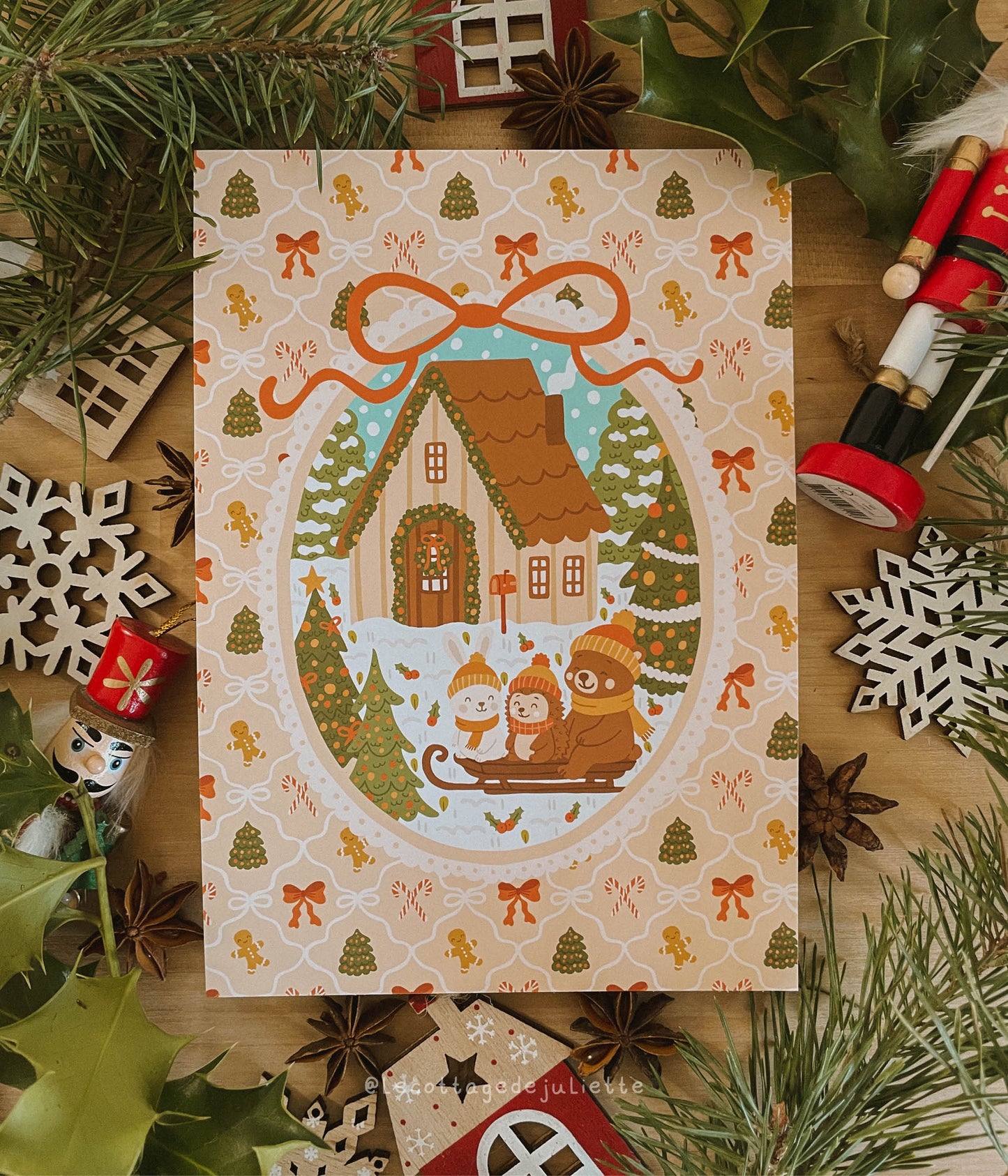 Illustration "La sortie en luge de Noël"