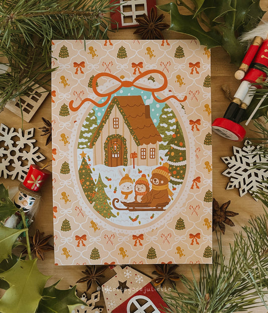 Illustration "La sortie en luge de Noël"