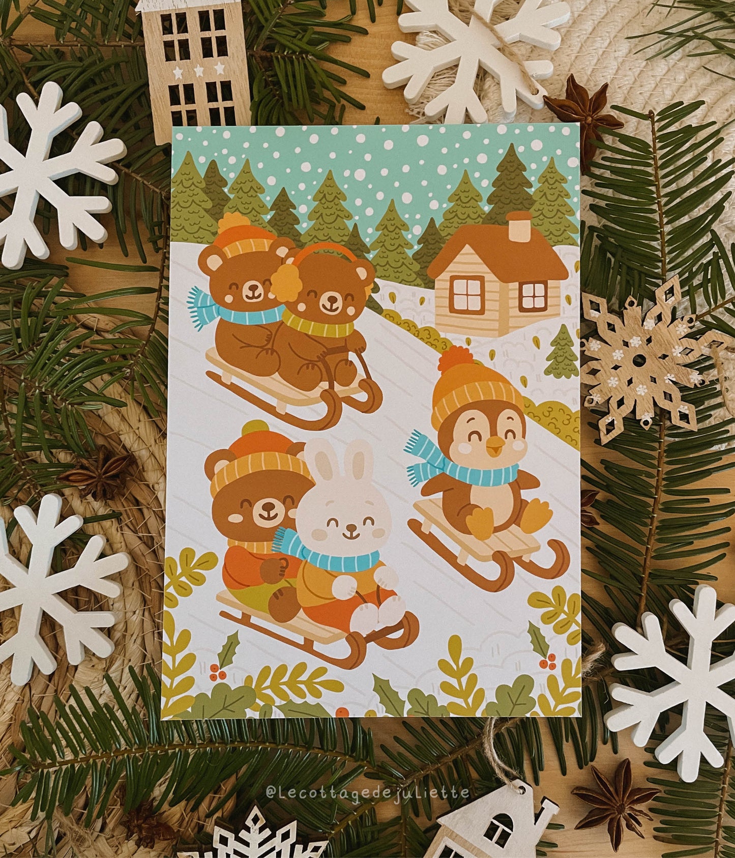 Illustration "La sortie en luge de l'hiver"