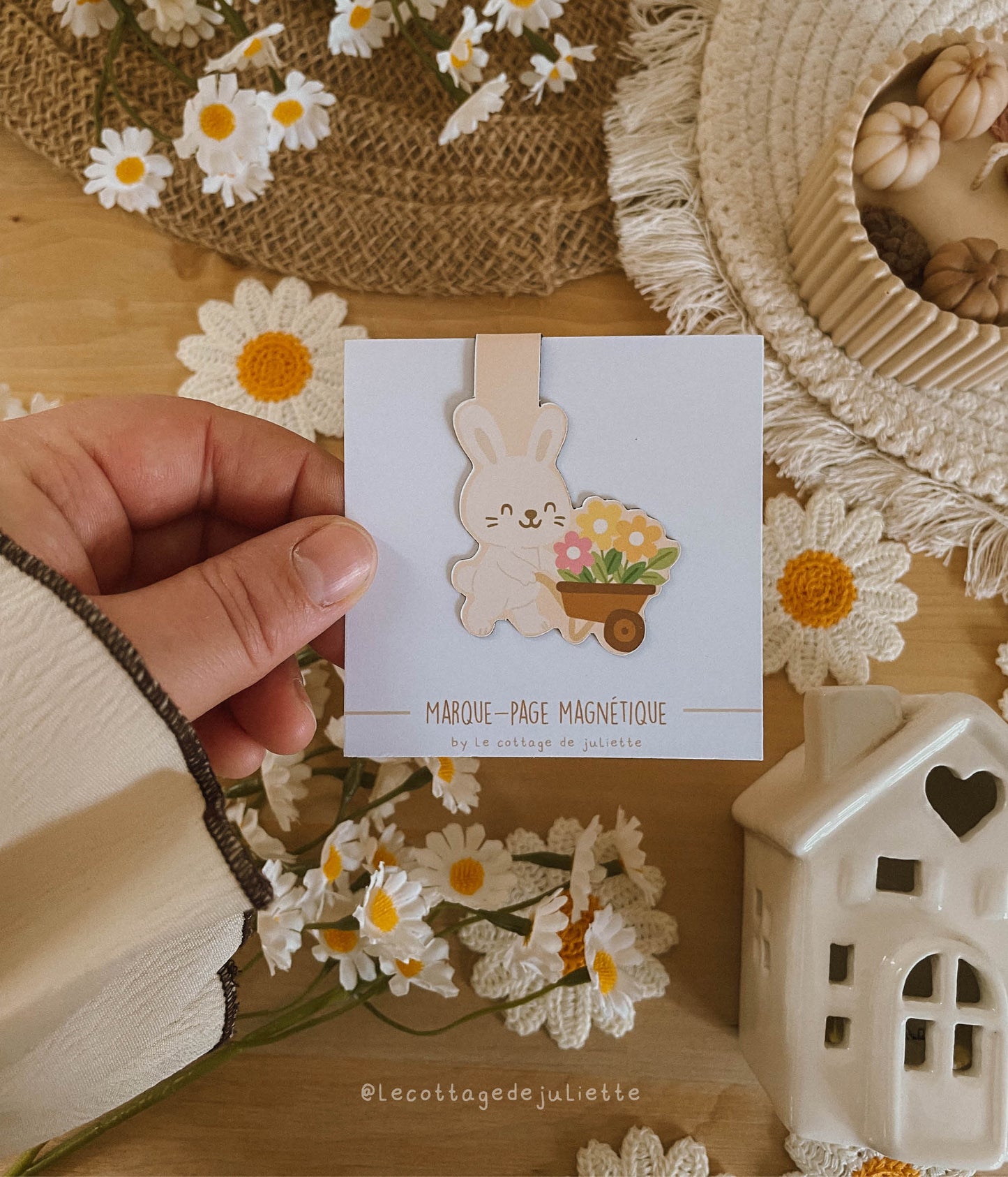 Marque-page magnétique "Le moment jardinage du lapin"