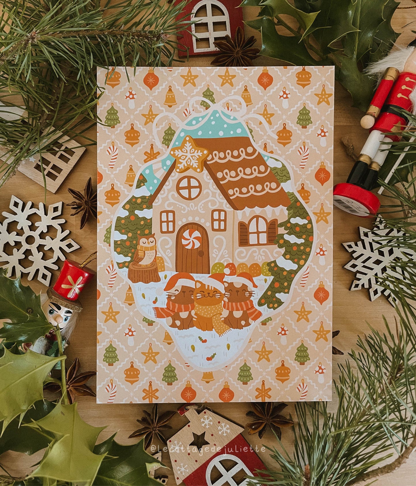 Illustration "Le chalet de Noël des chats"