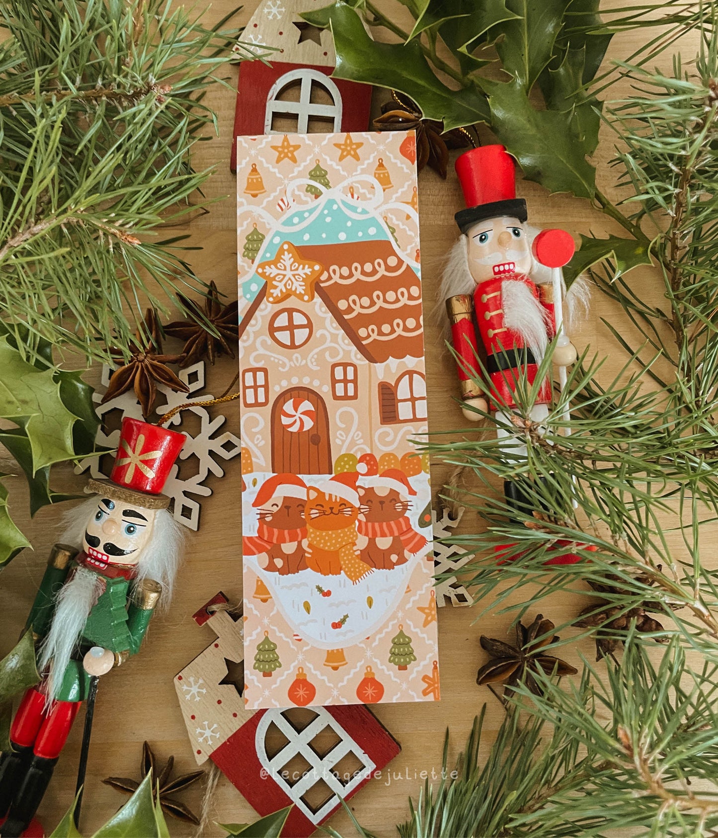 Marque-page "Le chalet de Noël des chats"
