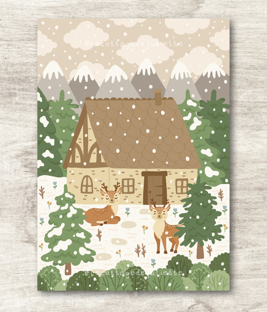 Illustration "Le chalet sous la neige"