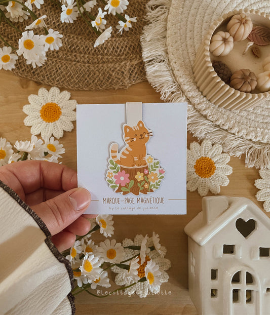 Marque-page magnétique "Le chat du printemps"