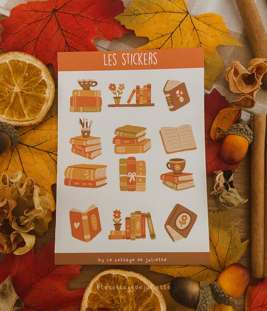 Planche de stickers "Lecture d'automne"