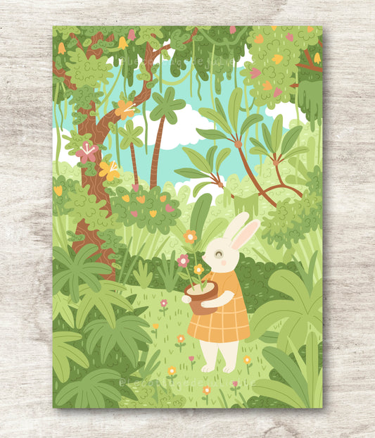 Illustration "Le lapin dans la jungle"