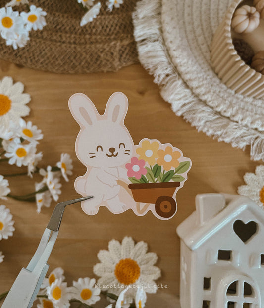 Sticker "Le moment jardinage du lapin"