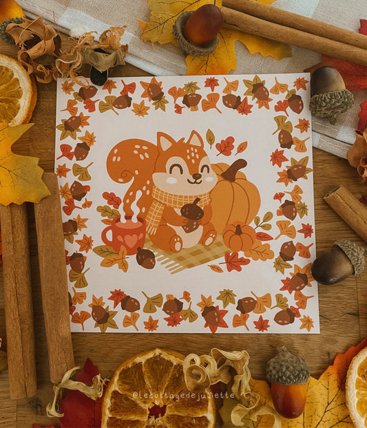 Illustration "Le pic nic de l'écureuil"