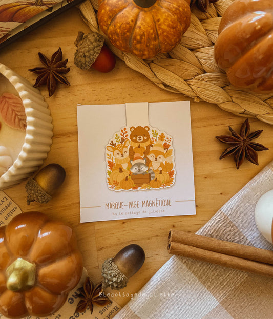Marque-page magnétique "Les animaux de l'automne"